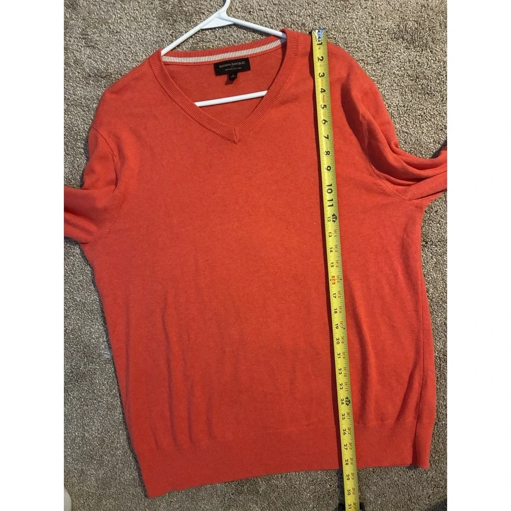 Banana Republic Cotton Cashmere Vneck Sweater Mens Large‎ Red Long Sleeve